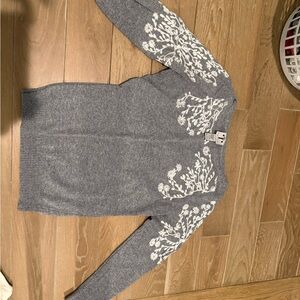 Gray Floral Embroidered Crewneck Sweater - Maternity